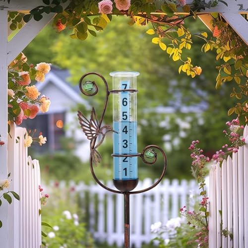 Rain Gauge Outdoor, Hummingbird Rain Gauges for Yard Patio Lawn Decor