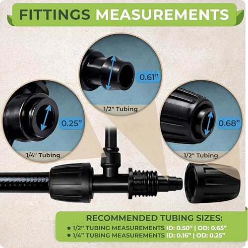 CARPATHEN 1/2" Irrigation Tubing for Drip System Kit, 50 feet + Accessories