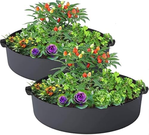 ZtohPyo 2-Pack 15 Gallon Grow Bags,Round Fabric Raised Garden Beds with 2 Handles,Durable Garden Planter Cloth Pots Container to Grow Vegetables for Outdoor Plants