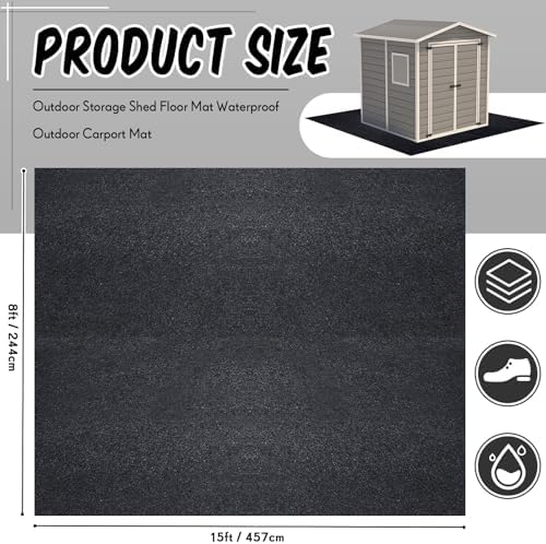 Outdoor Shed Floor Mat 8 x 15 ft, Waterproof Non Slip Rug for Carport Shed