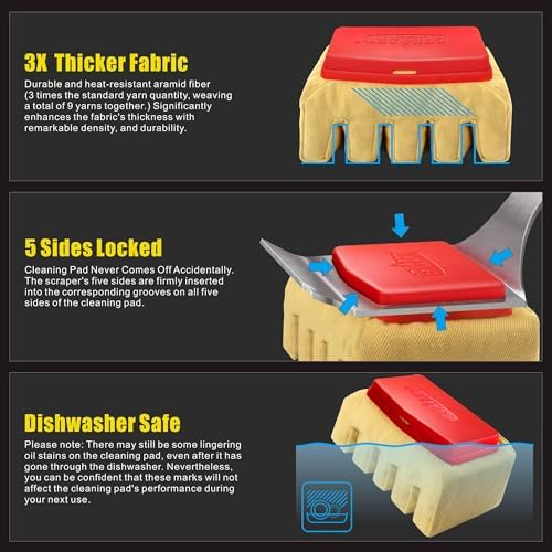 GRILLART Grill Brush Bristle Free, Replaceable BBQ Cleaning Pad (No Handle), Safe Replacement Cleaning Pad/Head for Cast Iron/Stainless Steel Grates - Deep-Reach
