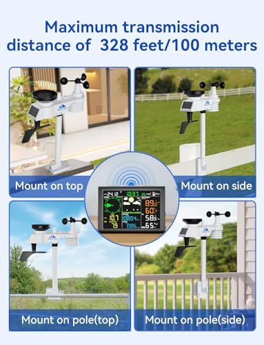 Wireless Weather Station with Outdoor Wireless Sensor,Radio Controlled Clock,Rain Gauge,Wind Speed/Direction,Moon Phase, Barometer,Temperature/Humidity,Weather Forecast (NO WiFi)