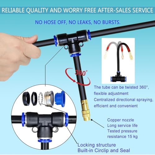 98Ft Greenhouse Drip Irrigation Kit Automatic Irrigation System 360°Adjustable 30 Brass Spray Nozzles 1/2'' Irrigation Tubing Hose Patio Misting Plant Watering with Blank Distribution Tubing Hose