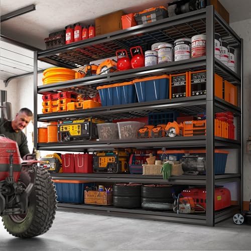 REIBII Heavy Duty Garage Shelving,6 Tier Storage Shelves for Shop