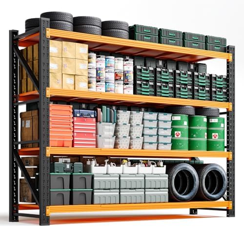 Letaya 6000LBS Heavy Duty Storage Shelves,79" H Metal Garage Shelving Units,4 Tier Large Tall Industrial Shelving,Adjustable Utility Rack Shelf for Warehouse,Basement (Orange, 79" W x 24" D x 79" H)