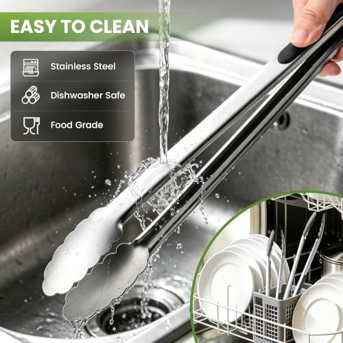 Grill Tongs, 17 Inch Extra Long Stainless Steel BBQ Tongs (17", 2PCS)