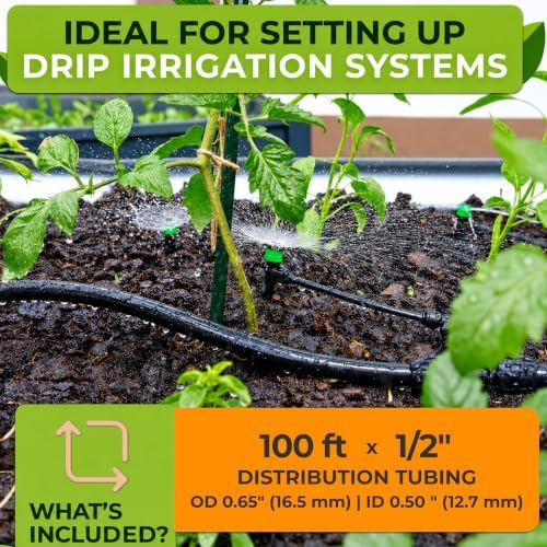 CARPATHEN 1/2" Irrigation Tubing for Quick Connect Drip Irrigation 100 feet