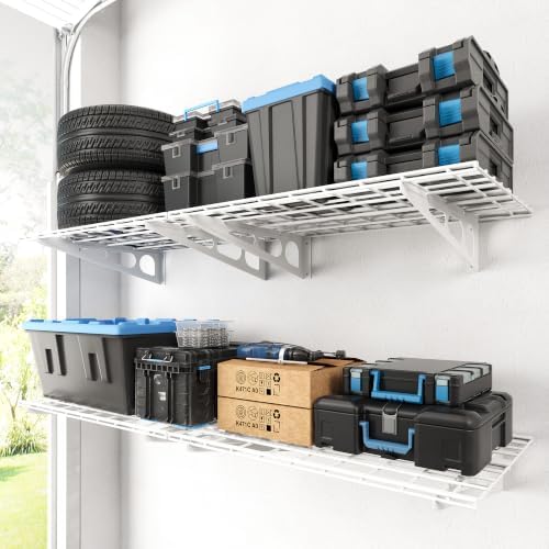 FLEXIMOUNTS 4-Pack 2x3ft Garage Shelving, 24"x72" Storage Shelves, White