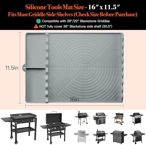 Silicone Grill Mat for Blackstone Griddle Accessories (Gray-2Pack)