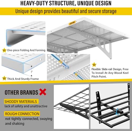 Aecxm 2-Pack 2x3ft Adjustable Garage Wall Shelving 560lbs Load Capacity Heavy Duty Wall Mounted Storage Shelf Metal Floating Shelves for Garage(White)