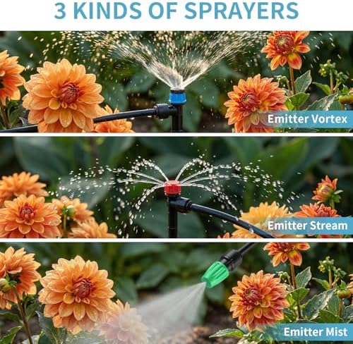 LP 240FT Drip Irrigation System Kit, Garden Watering Misting System - 40FT 1/2" Main Tube & 200FT 1/4" Distribution Tubing - Adjustable Nozzles & Sprinklers for Garden Greenhouse, Lawn, Potted Plants