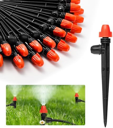 360° Adjustable Drip Spray Emitters for 1/4" Tubing, 30pcs