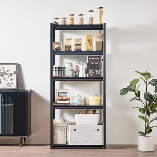 VEVOR Storage Shelves, 2000 lbs, 5 Tier Garage Storage Shelving, 16" D x 32" W x 72" H Adjustable Metal Shelves for Garage Shelves Utility Rack Shelf, Ideal for Kitchen, Warehouse, Basement, Black