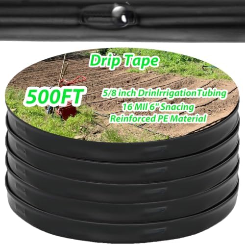 500ft 5/8 Inch Drip Tape 6" Spacing Roll 16 Mil Irrigation Hose Garden Watering Tube Line Automatic Equipment for Garden Irrigation System Flower Patio Lawn Hose