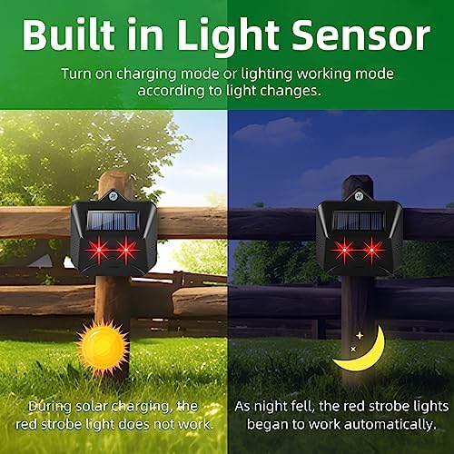 Solar Nocturnal Animal Repeller Outdoor Predator Lights for Chicken Coop Predator Protection Coyote Deterrent for Yard Nite Guard Solar Lights Predator Eyes-Protects Against Fox,Raccoon,Skunk,Deer(4)