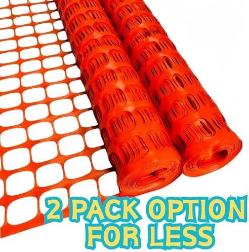 PotatoLife 4'x100' Plastic Mesh Safety Fence with 100 Zip Ties, Orange