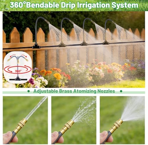49.2Ft 1/4" Drip Irrigation System 360° Watering Misting System