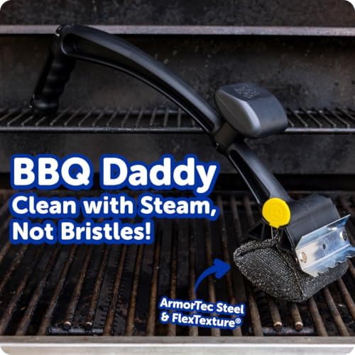 Scrub Daddy BBQ Daddy Grill Cleaner Kit - Bristle Free Grill Brush with Refill + 2 Steel Scour Daddy Grill Sponges - Built-in Grill Scraper - Temperature Controlled Grill Cleaning Tools (4 Count)
