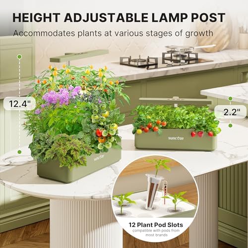 SUNCOZE Hydroponics Growing System, Compact 12 Pods Indoor Garden, Green