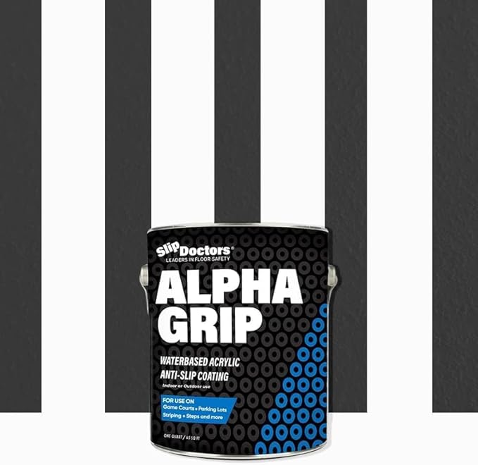 Alpha Grip Non-Slip Paint for Concrete & Asphalt – Non-Skid Coating Ideal for Striping Parking Lots, Playgrounds & Pavements (Black, Quart)