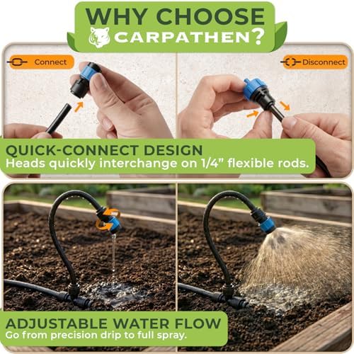 CARPATHEN Drip Irrigation System Kit with Atomizing Copper Nozzles, 50 feet