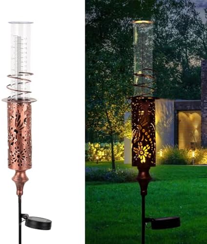 Rain Gauge Outdoor, Solar Water Gauge for Rain