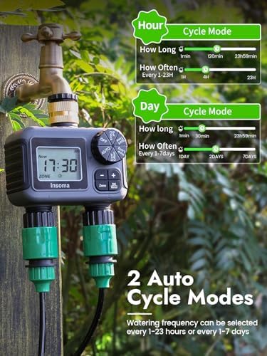 Insoma 2-Zone Water Timer for Garden Hose, Brass Inlet Sprinkler Timer