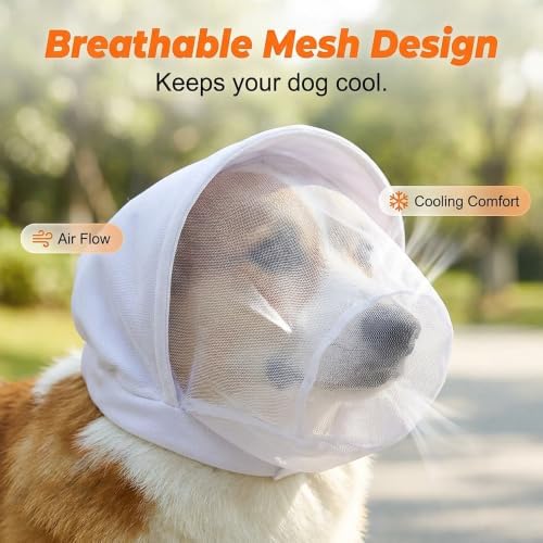 Guard Dog Foxtail Protection Hood for Dogs, Breathable Mesh Dog Bug Hood, Outdoor Dogs Face Guard for Hunting Trips (Black, L)