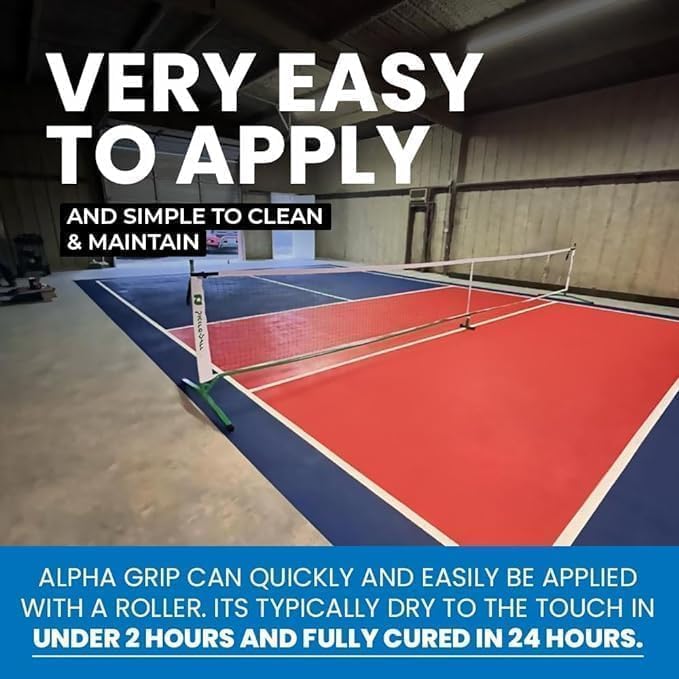 Alpha Grip Pickleball Court Paint for Concrete, Asphalt and Stone – Non-Skid Coating for Superior Traction (Pickleball Blue, 5 Gallon)