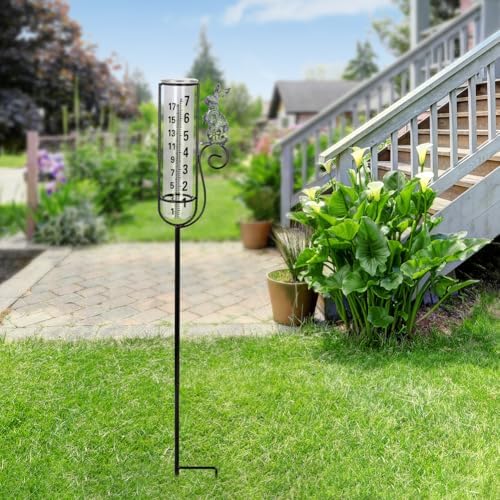 Stargarden Rain Gauge Outdoor, Rabbit Rain Gauge with Metal Stake