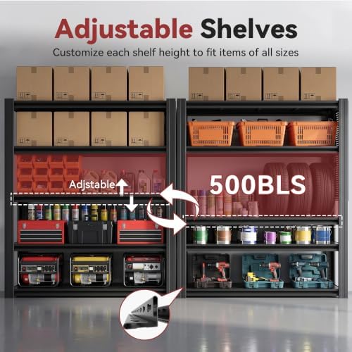 SAWJEC 47" W x 72" H x 24" D Heavy Duty Garage Shelving Unit with Pegboard