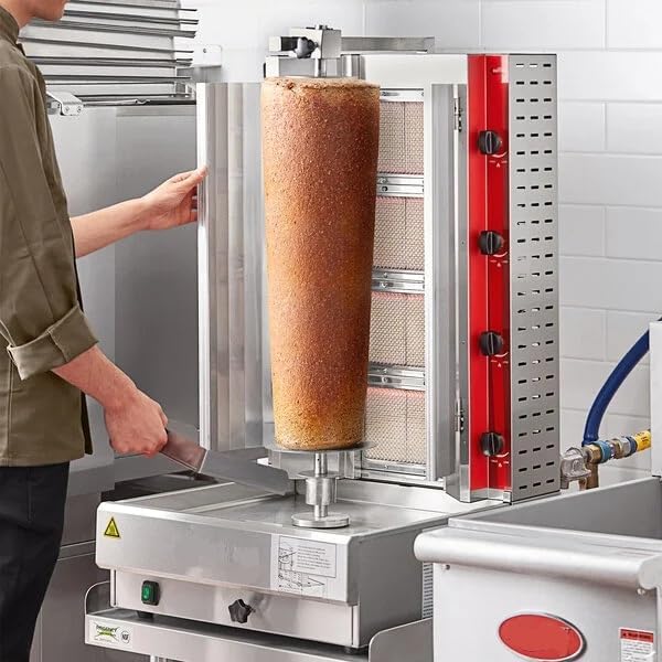 VB205 Commercial Gas Vertical Broiler, 130 lb Capacity, 47500 BTU, 5 Ceramic Infrared Burners, Stainless Steel, 21x23x44 Inches, Natural Gas/LP Convertible