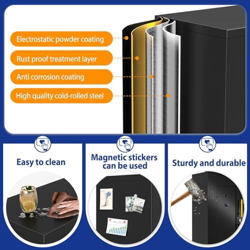 GAIOUS 35'' Tall Metal Storage Cabinet with Lock and Wheels, Steel Office Cabinet with 2 Door and 2 Adjustable Shelves, Lockable File Cabinet, Garage Cabinet, Rolling Cabinet for Home Office, Black