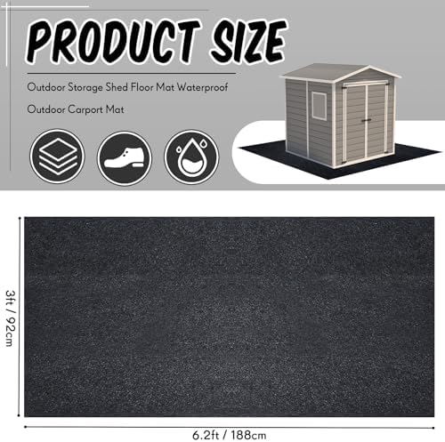 Outdoor Shed Floor Mat 6 x 3 ft, Waterproof Non Slip Rug for Narrow Sheds