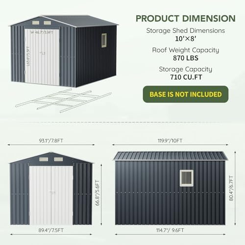 Breezz Outdoor Steel Storage Shed, 10 x 8 ft Nightblue