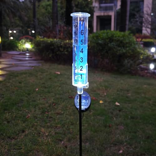 JOYBEE Solar Antifreeze Rain Gauge for Outdoors Yard Garden(Blue)