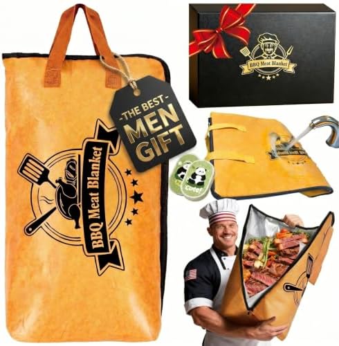 BBQ Blanket for Resting Meat Smoker Accessories for Moisture Retention & Tender BBQ Grilling, 21in Insulated Bag Meat Blanket for Brisket/Turkey, Anniversary Birthday Gifts for Men Dad Husband