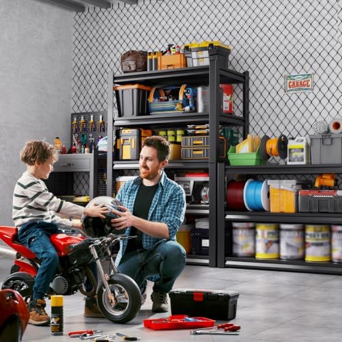 71.2" H Garage Shelving Heavy Duty Storage Shelves, Metal Adjustable Shelving Unit, Utility Garage Organizer Shelf for Basement, Pantry, Kitchen, Warehouse,15.7" Dx35.4 Wx71.2 H, Black