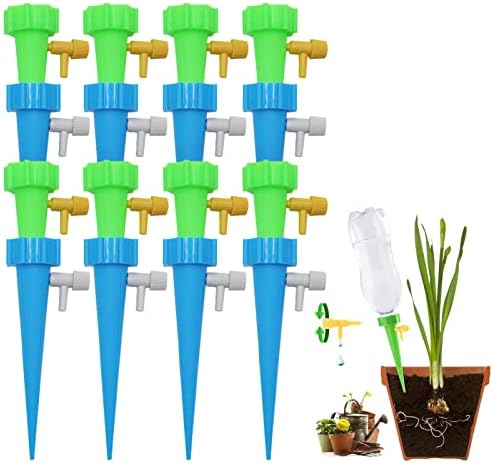 16PCS Plant Self Watering Insert Spikes Device, Automatic Water Control System with Slow Release Valve, Adjustable Water Volume Drip Irrigation Control System for Plants, Enjoy Your Vacation