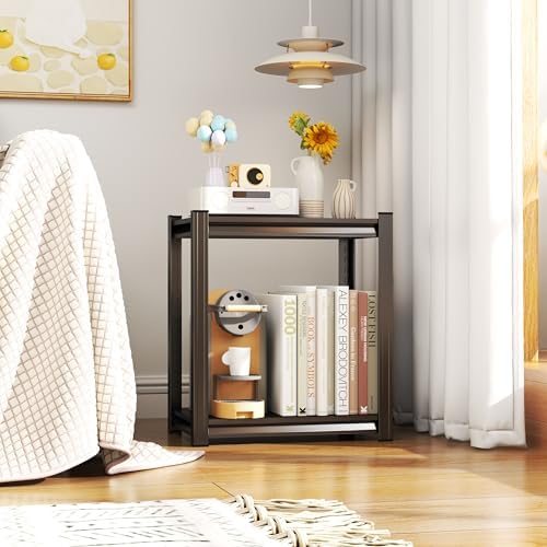 22''H Metal Garage Shelving, 2-Tier Heavy Duty Shelving Unit, Adjustable Garage Storage Shelves, Utility Rack Shelf for Industries, Warehouses, Basement(Black, 22''H*16''W*10''D, 2 Tier)
