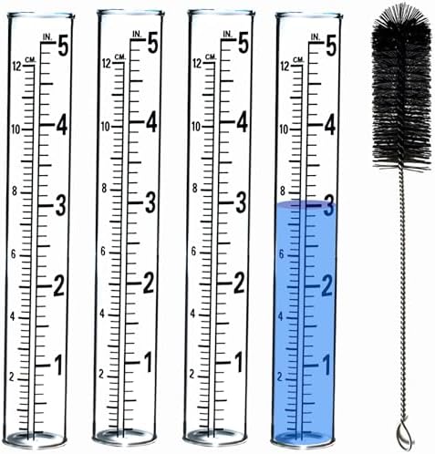 YZDTECH Plastic rain Gauge Replacement Tube, 5'' Capacity rain gauges Replacement Tubes Plastic for Yard Garden Outdoor Home, with Tube Brush, Best Rated