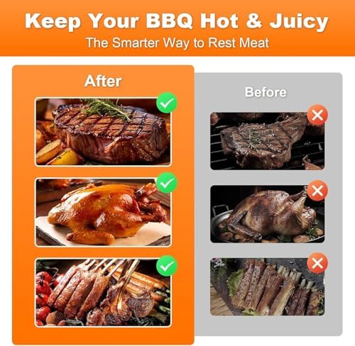 BBQ Blanket for Resting Meat Smoker Accessories for Moisture Retention & Tender BBQ Grilling, 21in Insulated Bag Meat Blanket for Brisket/Turkey, Anniversary Birthday Gifts for Men Dad Husband