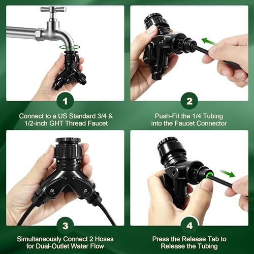 3/4" & 1/2" Faucet Adapter to 1/4" Drip Irrigation Tubing Connector