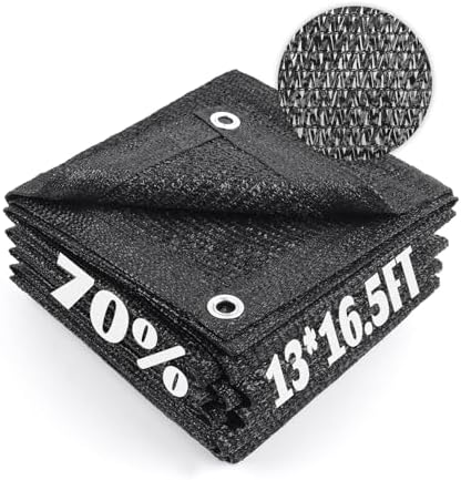 Cool Area Sun Shade Cloth with Grommets for Garden, 70% 13x16.5ft, Black