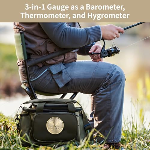 3 in 1 Barometer for Weather Station, All-Season Wall Hanging Thermometer, Barometer, Hygrometer, Accurate Weather Station Indoor Outdoor Use Temperature Monitor for Home Garden Office