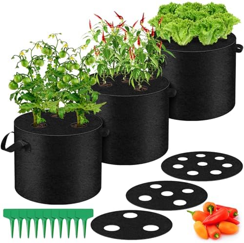 3Pack 10Gallon Grow Bags with Planting Holes,Planting Bags, Plant Grow Bags