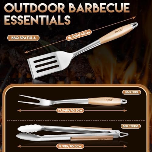 TIVOLI 3PCS Grilling Accessories Set - Heavy Duty BBQ Tool Set