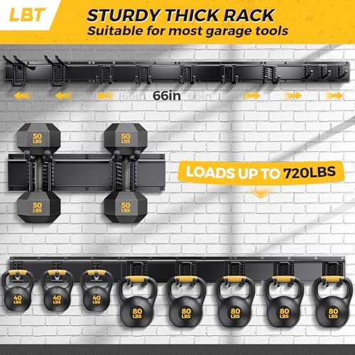 LBT 66" Garage Tool Organizer Wall Mount - 720lbs Garden Tool Organizer
