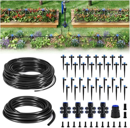 HIRALIY 200FT Drip Irrigation Kit for Garden Watering