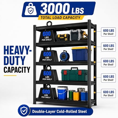 SAWJEC 78" H x 48" W x 18" D Tall Garage Storage Shelves Heavy Duty Unit